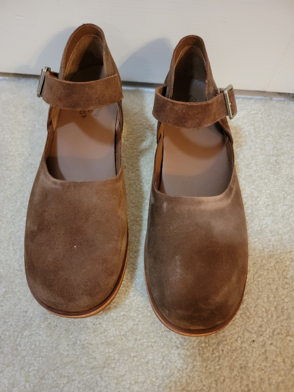 Kork-Ease Women’s Brown Suede Mary Jane Flats with Ankle Strap Size 11